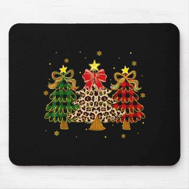 Mousepad Checkered Christmas Trees Red Green Plaid Leopard  (Frente)