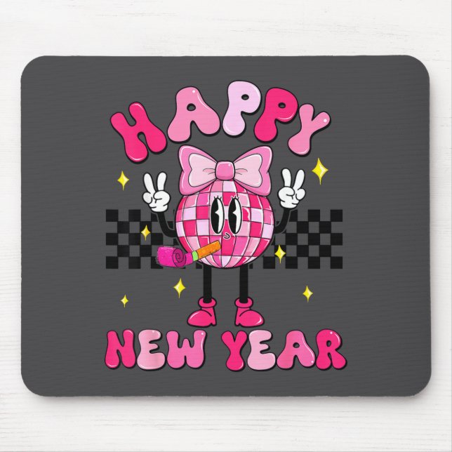 Mousepad Checkered Happy New Year 2026 Disco Ball New Year  (Frente)