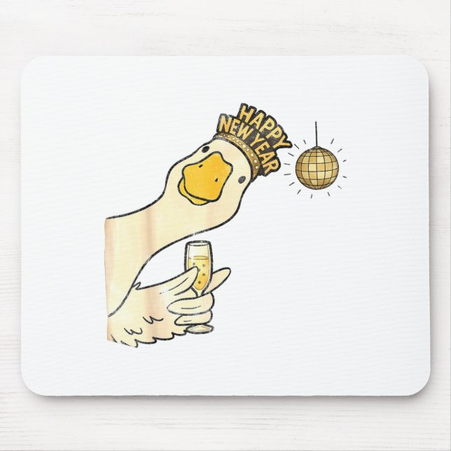 Mousepad Cheers Happy New Year 2026 Goose With Champagne Di (Frente)