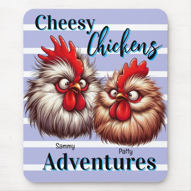 Mousepad "Cheesy Chicken Adventures" Patty & Sammy Silkie (Frente)