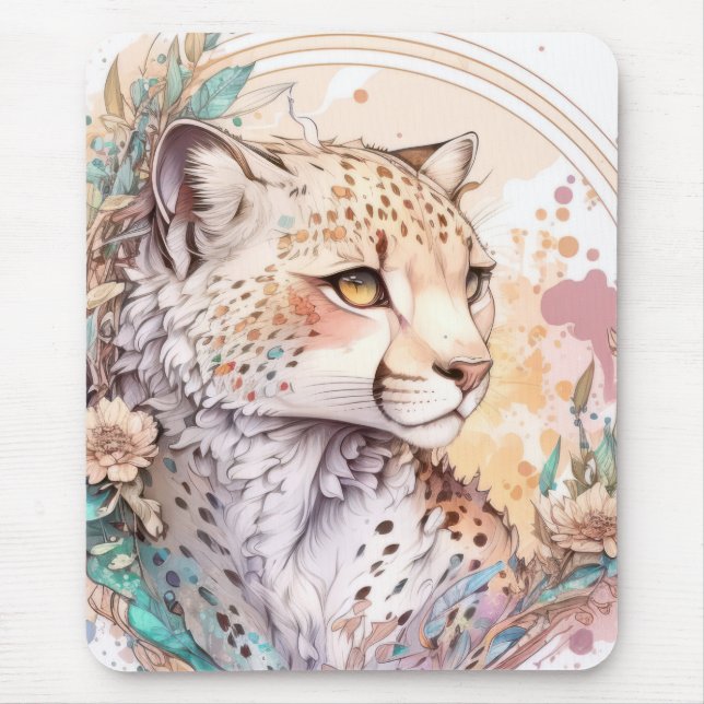 Mousepad Cheetah Retrait Animal Pintando a vida selvagem ao (Frente)