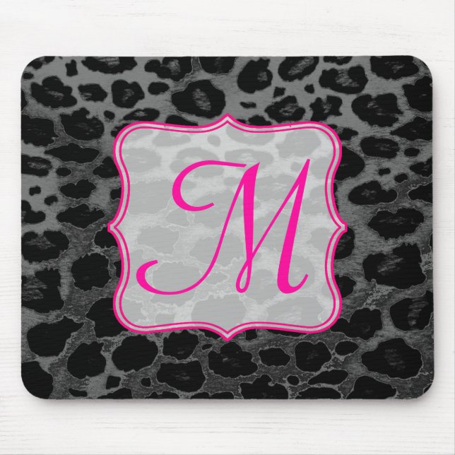 Mousepad Cheetah Spot Monograma Animal Monograma Pad Inicia (Frente)