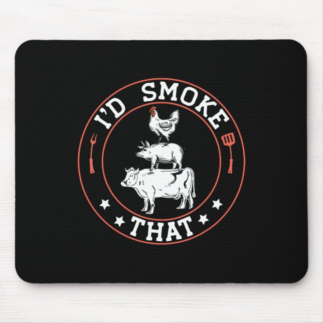 Mousepad Chef Açougueiro Churrasco Fumante Eu Fumaria Aquel (Frente)