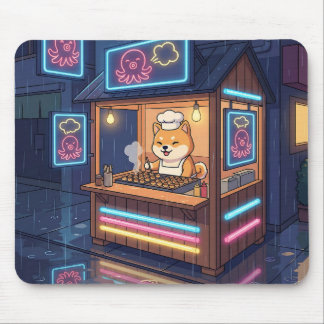 Mousepad Chef Shiba's Neon Takoyaki Stand