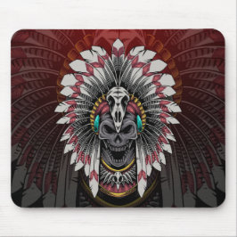 Mousepad Chefe de Crânio Indígena Nativo Americano