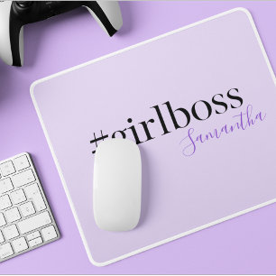 Mousepad Chefe e Nome da Menina Rosa Moderna   melhor Girly