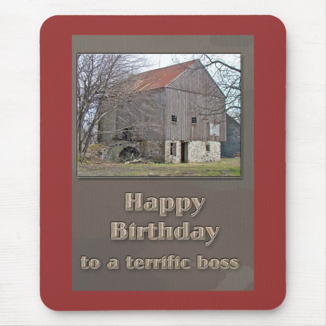 Mousepad Chefe Feliz Aniversário do Velho Banco Barn (Frente)