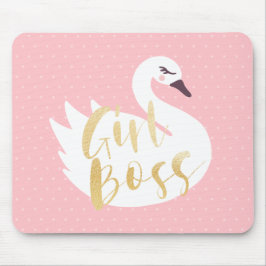 Mousepad Chefe Garota | Swan e Bolinhas Brancos Chic