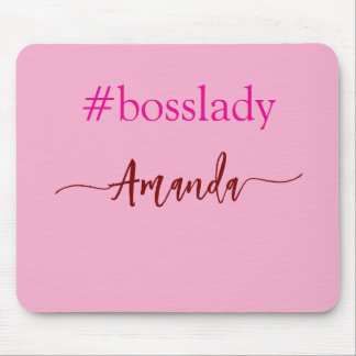 Mousepad Chefe Moderna Rosa & Nome | Melhor Presente Femini