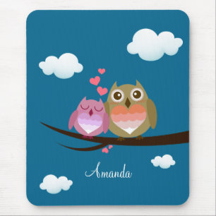 Mousepad Cheio bonito bonito do casal da coruja do coração