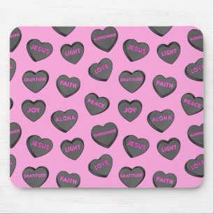 Mousepad Cheio de Corações de Amor Padrão - Rosa preto