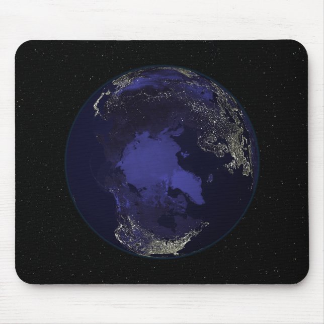 Mousepad Cheio Terra à noite mostrando luzes da cidade 5 (Frente)