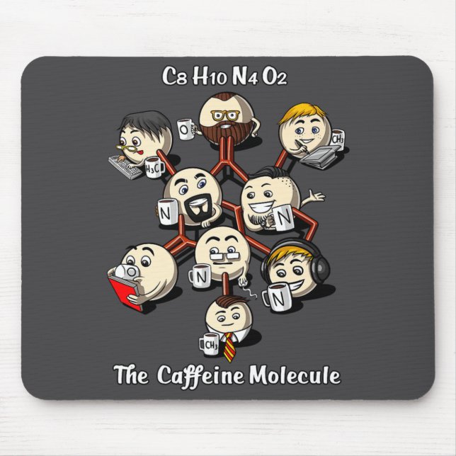 Mousepad Chemistry Caffeine Molecule Funny Science Geek Cof (Frente)