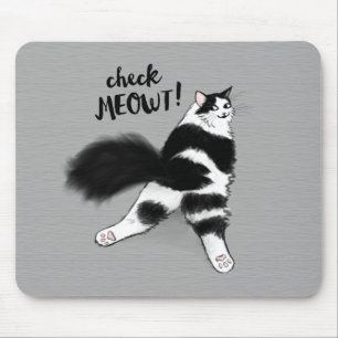 Mousepad Cheque Meowt! Negra e Branca Engraçados