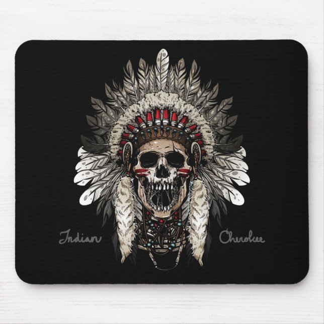 Mousepad Cherokee Indiano - Nativo Americano - Caveira (Frente)