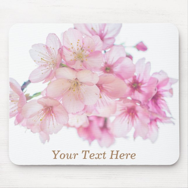Mousepad Cherry Blossomo rosa e branco personalizado (Frente)