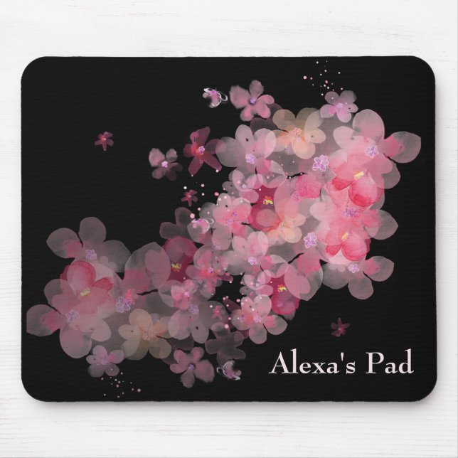 Mousepad Cherry Blossoms Em Preto (Frente)