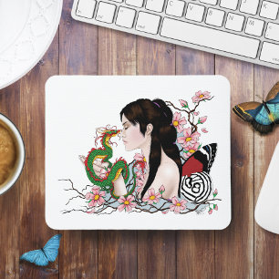 Mousepad Cherry Blossoms Fairy Dragon Amizade