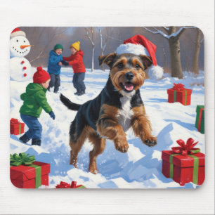 Mousepad Chesapeake Bay Retriever Snow com Chapéu de Natal