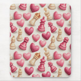 Mousepad Chess & Hearts Valentines Pattern