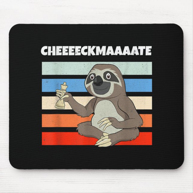 Mousepad Chess Sloth Slow Ceckmate Em Um Chess Engraçado (Frente)