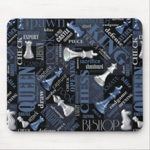 Mousepad Chess Termos e peças Prata e Blue ID784