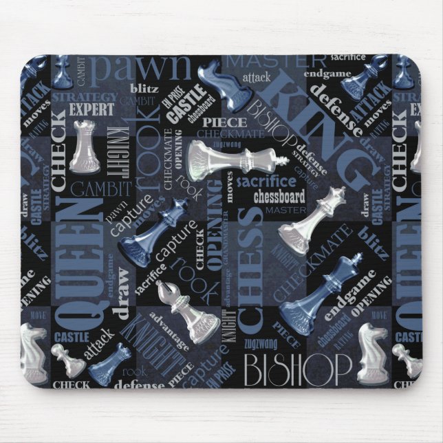 Mousepad Chess Termos e peças Prata e Blue ID784 (Frente)