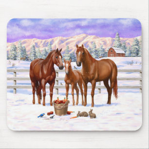 Mousepad Chestnut Sorrel Quarter Hores Em Neve