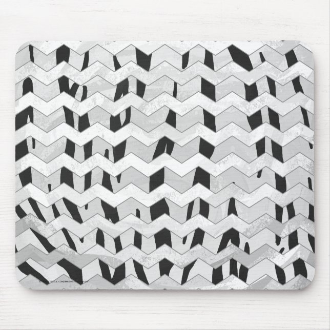 Mousepad Cheveron Tiger Black and White Impressão (Frente)