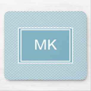 Mousepad Chevron Azul com Monograma