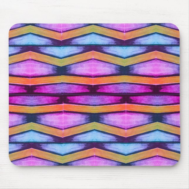 Mousepad Chevron laranja, rosa, roxo e azul (Frente)