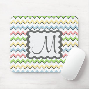 Mousepad Chevron Pastel com monograma por Shirley Taylor