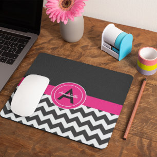 Mousepad Chevron Rosa Preto