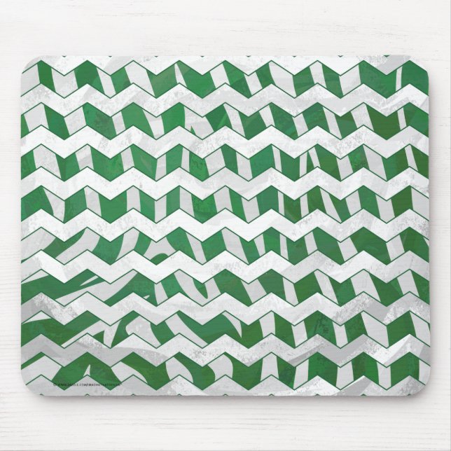 Mousepad Chevron Zebra Green e White Impressão (Frente)
