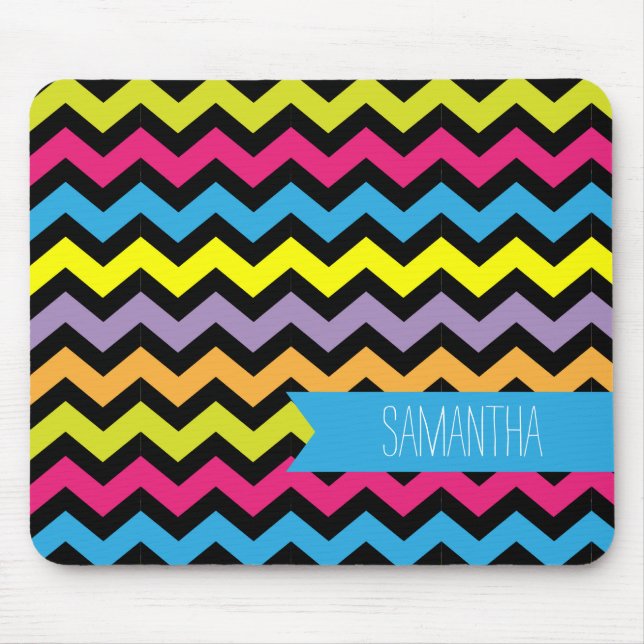 Mousepad Chevron Zigzags de cor branca (Frente)
