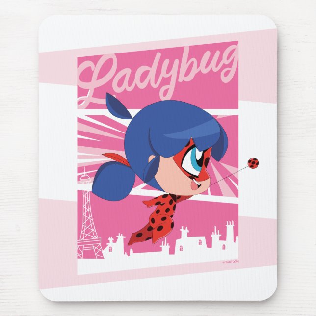 Mousepad Chibi Ladybug em Paris (Frente)