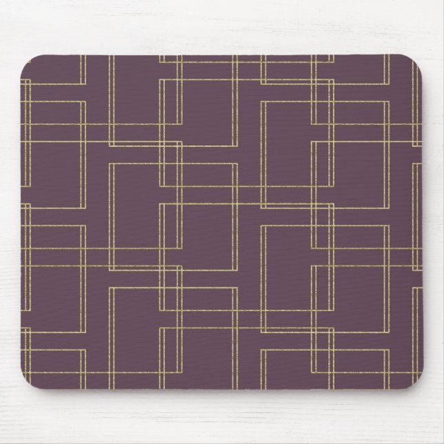 Mousepad Chic Berry Mauve & Dourado Geométrico Glam (Frente)