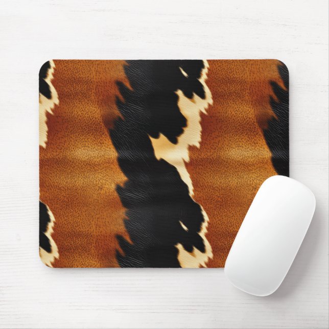 Mousepad Chic Brown Black Cream Western Cowhide (Com mouse)