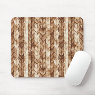 Mousepad Chic Brown Cream Faux Stripes Tecidas