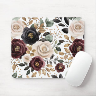 Mousepad Chic Burgundy Cream Floral