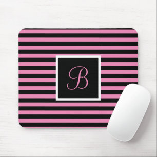 Mousepad Chic Cute inicial - Letra rosa e preta - riscado