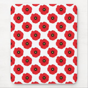 Mousepad Chic Despojado Amapolas Florais Vermelhas e Branca