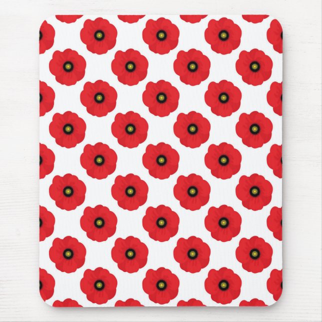 Mousepad Chic Despojado Amapolas Florais Vermelhas e Branca (Frente)
