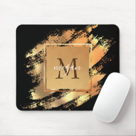 Mousepad Chic Falso Glam Dourado Pincelada Monogramada