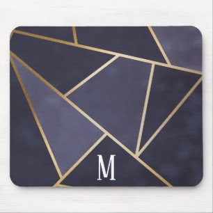 Mousepad Chic Girly Purple e Dourado Monograma de Abstrato