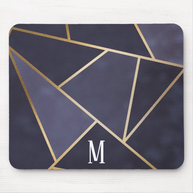 Mousepad Chic Girly Purple e Dourado Monograma de Abstrato (Frente)