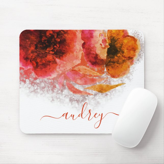 Mousepad Chic Luxurioso com assinatura Flor Dourado brilhan (Com mouse)