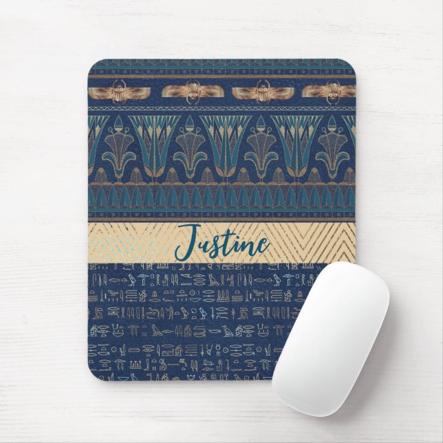 Mousepad Chic Misterioso Egípcio Lotus Scarab Hieroglyphs (Com mouse)