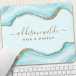 Mousepad Chic Moderna do Agato de Mármore Azul-brilhante Do<br><div class="desc">Um Dourado E Elegante Mouse Azul Marble Agate Modern Chic Pad. Perfeito para maquiadores,  cabeleireiros,  cosmetólogos e muito mais!</div>