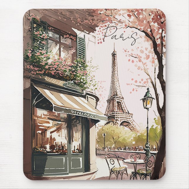 Mousepad Chic Parisiense Cafe Eiffel Tower Paris Compro Fra (Frente)